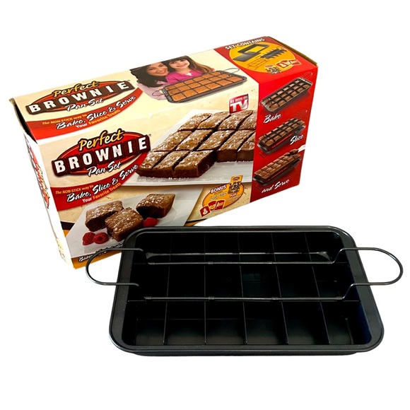 Perfect Brownie Pan Set As Seen On TV Makes 18 Brownie With Box GUC - Picture 1 of 13
